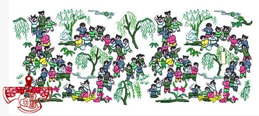 百子(zǐ)圖電腦繡花花樣圖案