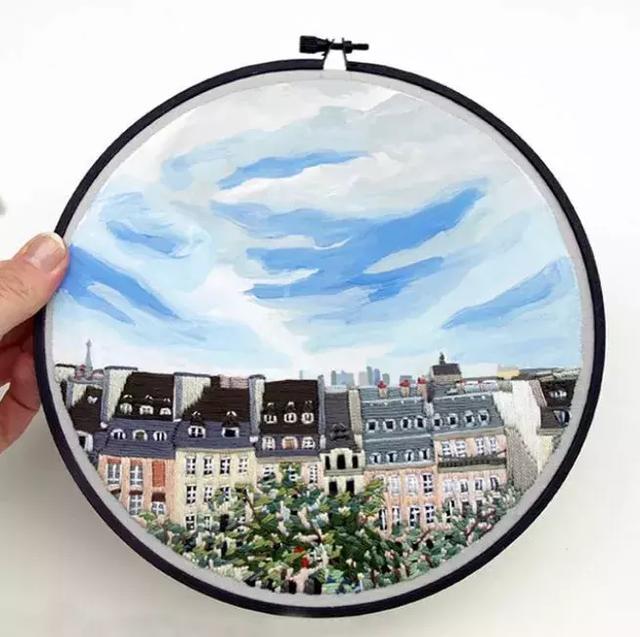 刺繡與水彩的(de)結合，誕生出(chū)很有創意的(de)作品