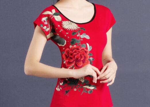 中國(guó)風植物繡花上(shàng)衣