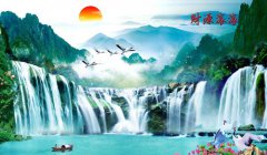 十字繡财源滾滾山水風景畫刺繡圖案
