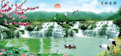 流水生财十字繡山水風景畫刺繡圖案