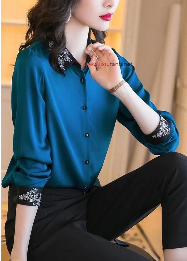 刺繡襯衫顯優雅年輕身材，氣質迷人(rén)
